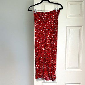 Urban Outfitters Midi Skirt in Red Animal Print. Size S.